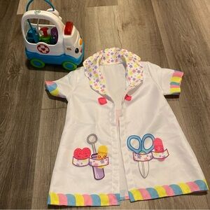Leap frog Colorful Kids' Doctor Costume with Toy Ambulance set size 6